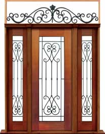 iron grille: double door + sidelight on left