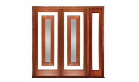 escudo: double door + sidelight on right