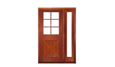 hampton cross brace 6 light: single door + sidelight on right