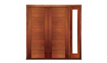 horizontal plank: double door + sidelight on right