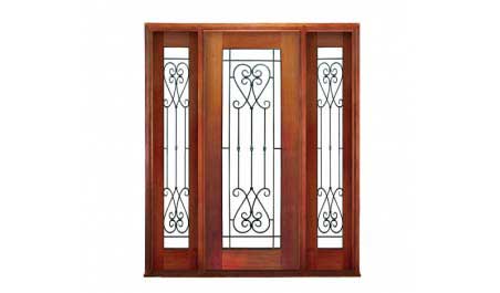 iron grille: single door +  two sidelights