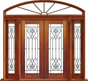 iron grille: double door + sidelight on left