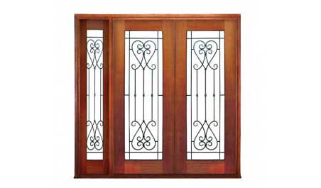 iron grille: double door + sidelight on left