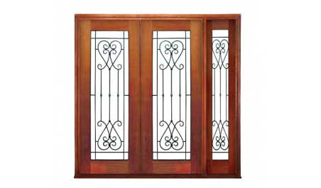 iron grille: double door + sidelight on right