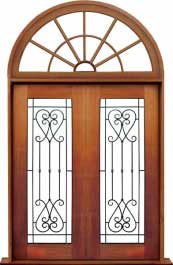 iron grille: double door + sidelight on left