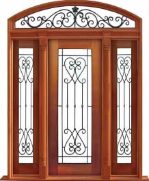 iron grille: double door + sidelight on left