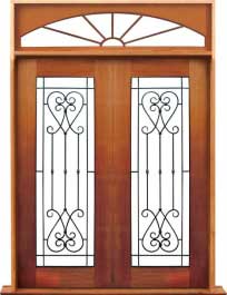 iron grille: double door + sidelight on left