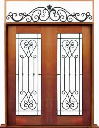 iron grille: double door + sidelight on left