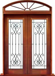iron grille: double door + sidelight on left