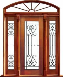 iron grille: double door + sidelight on left
