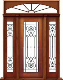 iron grille: double door + sidelight on left