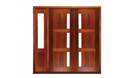 plank & rail glazed: double door + sidelight on left