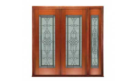 regent leadlight: double door + sidelight on right