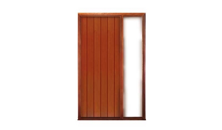 shaker vertical plank: single door + fixed glass on right
