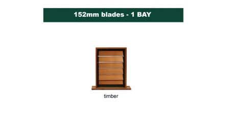 152 mm blades  600 mm width  timber louvre: single gallery